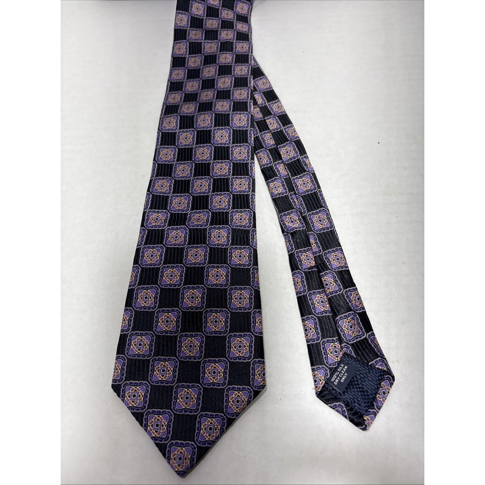 CREMIEUX Tie 100% Silk Black Purple Handmade In USA Necktie 3.50"X59" - Picture 5 of 5